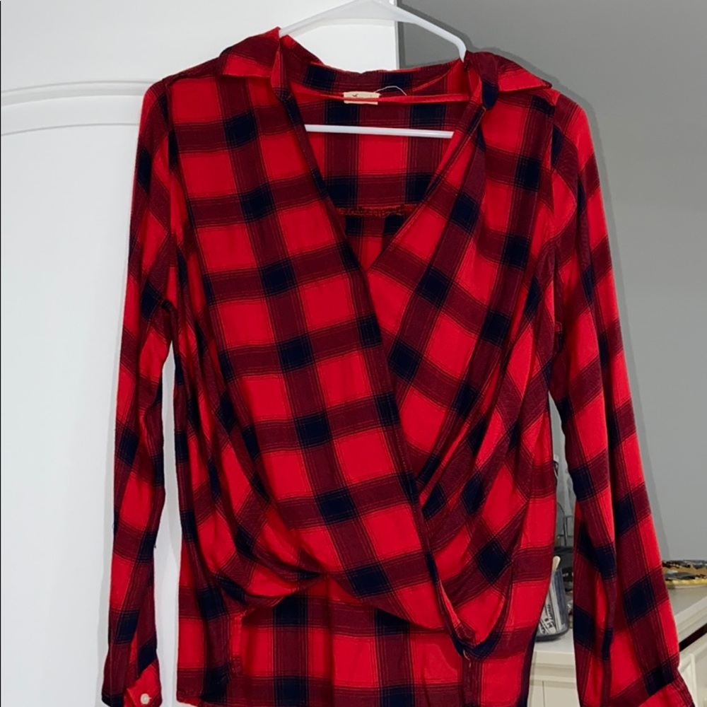 Plaid (flannel design) blouse